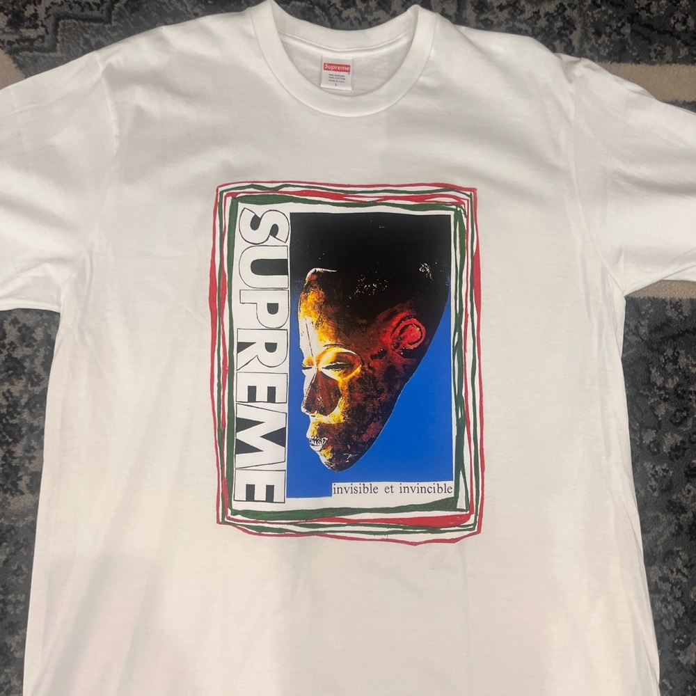 SUPREME MASK WHITE TEE SZ L